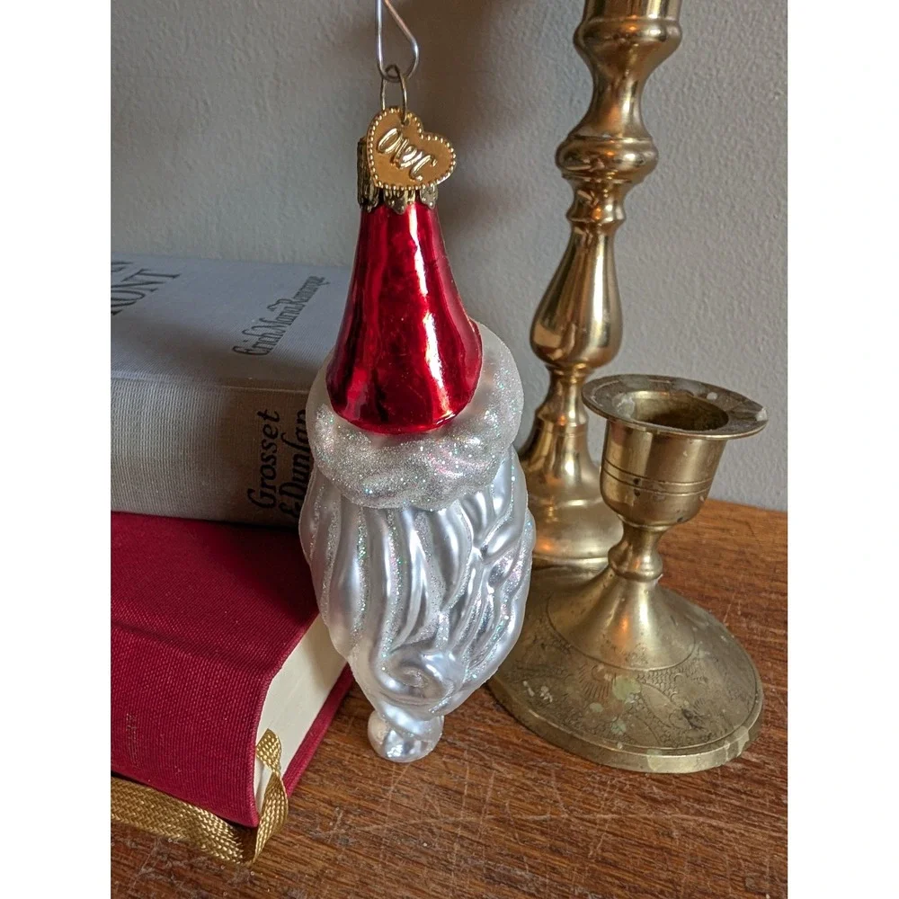 Old World Christmas Glass Ornaments Santa Claus and Tudor Cottage Set of 2